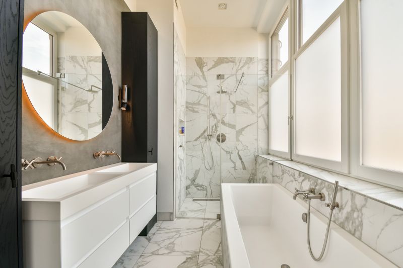 Floating vanity with LED accents